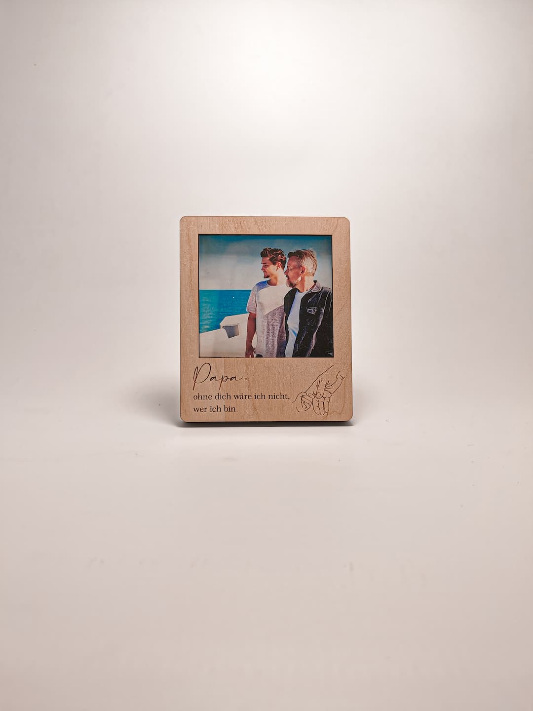 Mini-Holz-Fotorahmen mit Papa-Spruch – Geschenk mit Herz