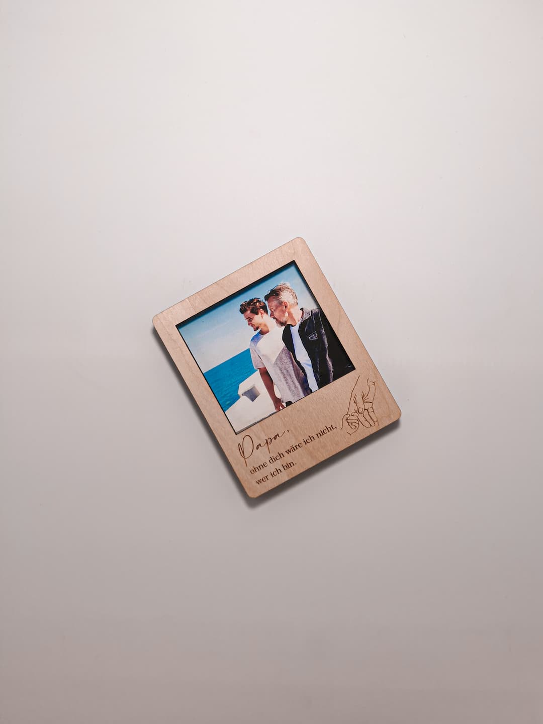 Mini-Holz-Fotorahmen mit Papa-Spruch – Geschenk mit Herz