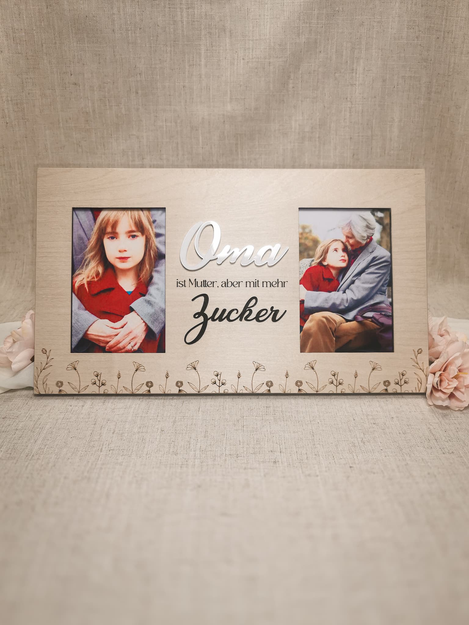 Personalisierbarer Doppel-Bilderrahmen – Perfektes Geschenk für Oma