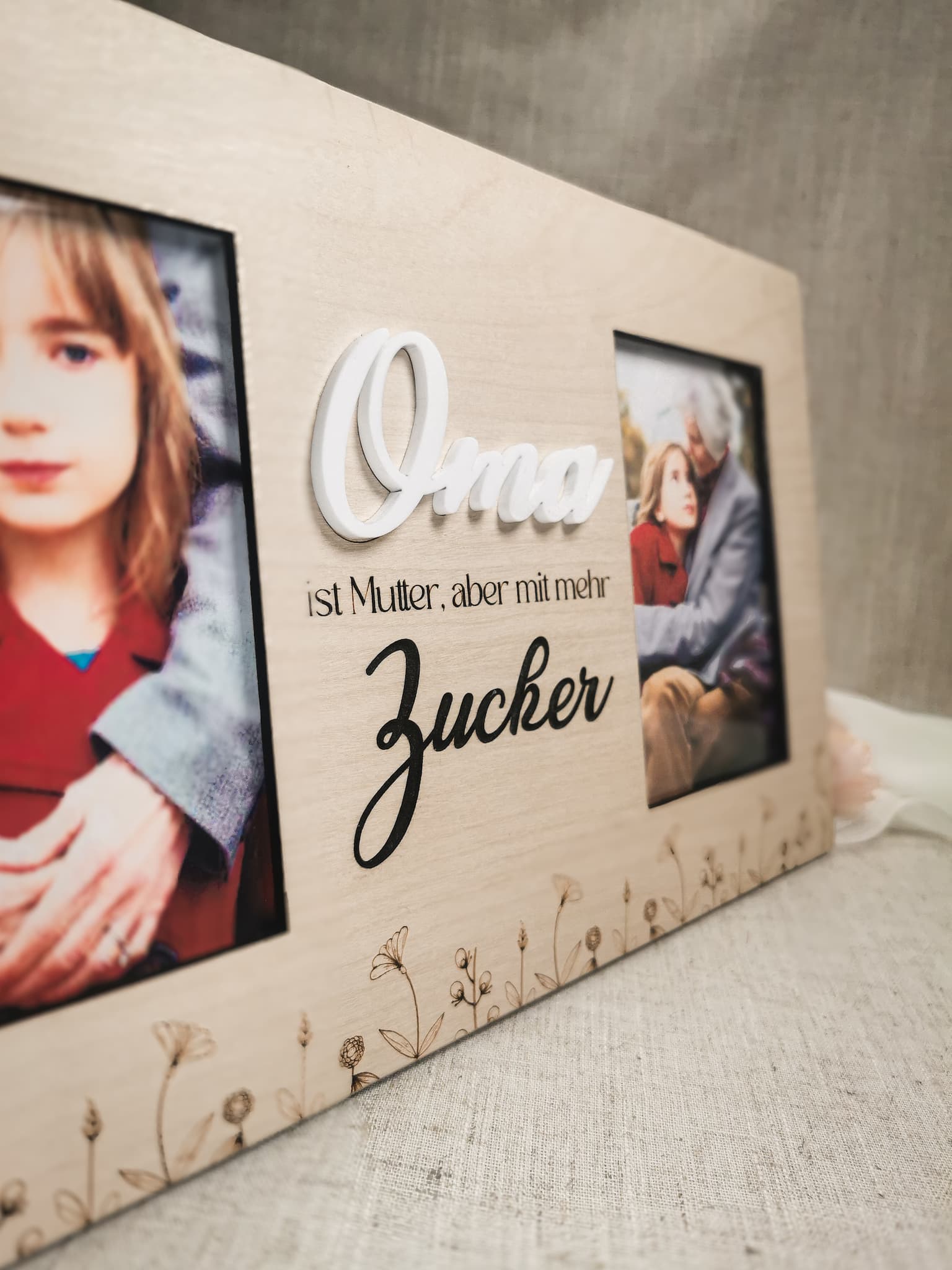 Personalisierbarer Doppel-Bilderrahmen – Perfektes Geschenk für Oma
