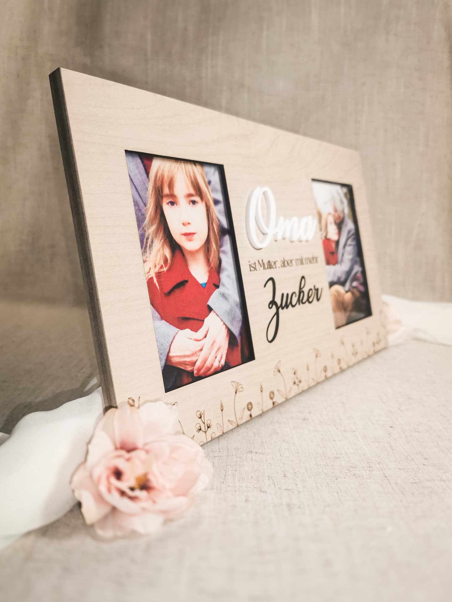 Personalisierbarer Doppel-Bilderrahmen – Perfektes Geschenk für Oma