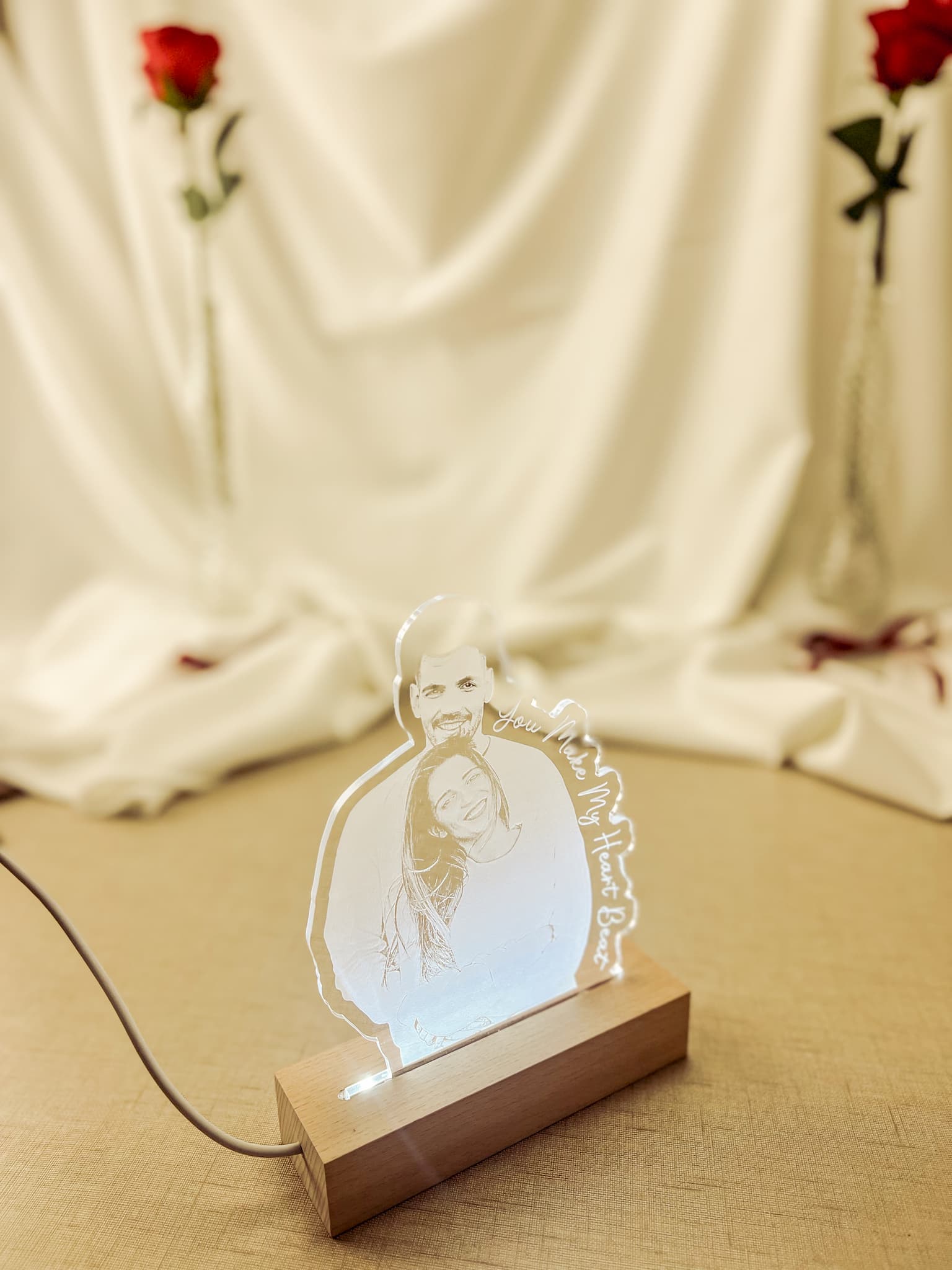 Personalisierte LED-Lampe – Foto- und Textgravur für einzigartige Momente