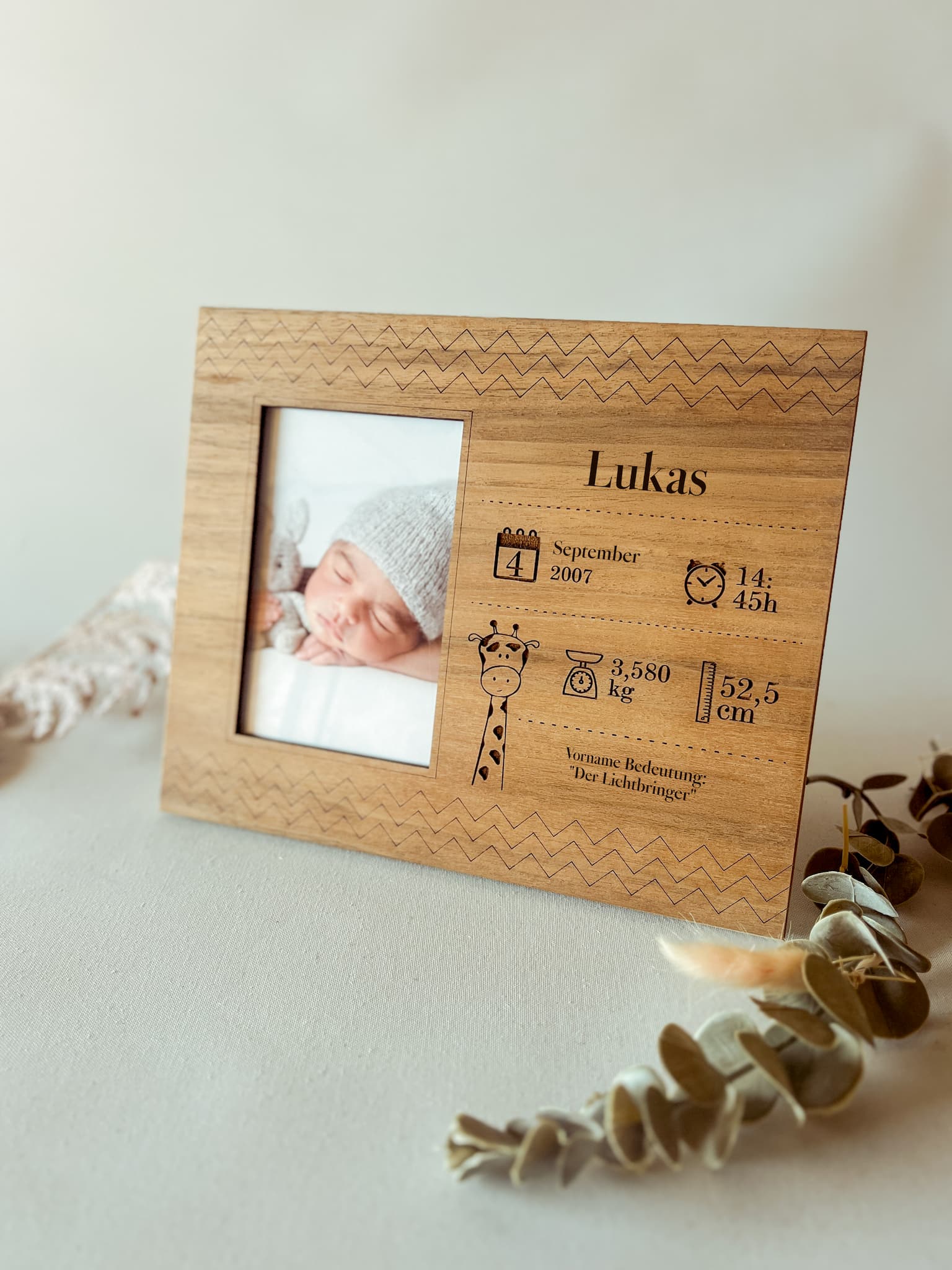 Personalisierter Geburts-Bilderrahmen – Individuelles Geschenk zur Geburt