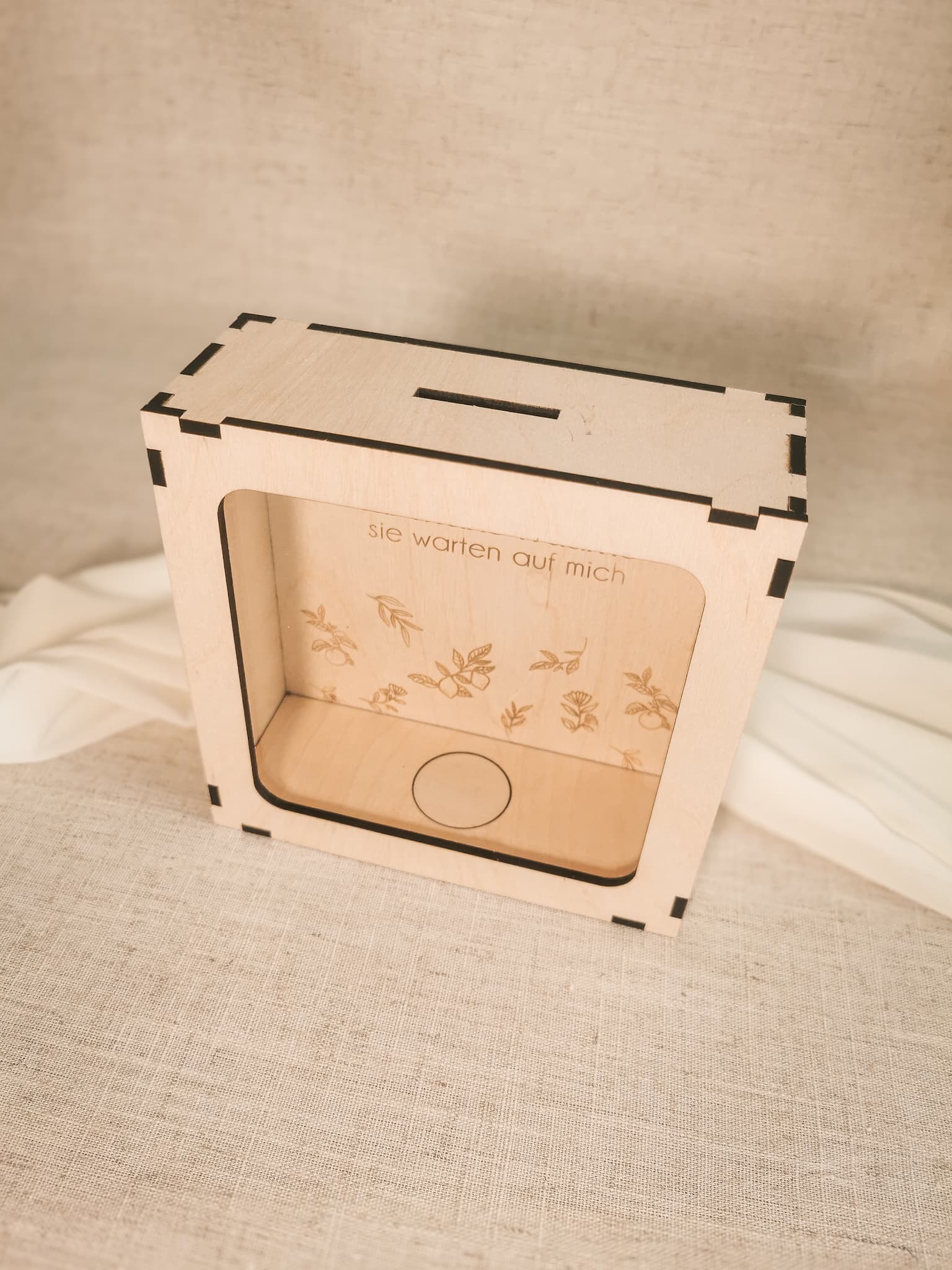 Motivierende Spardose „Ich spare für meine Träume“ aus Holz