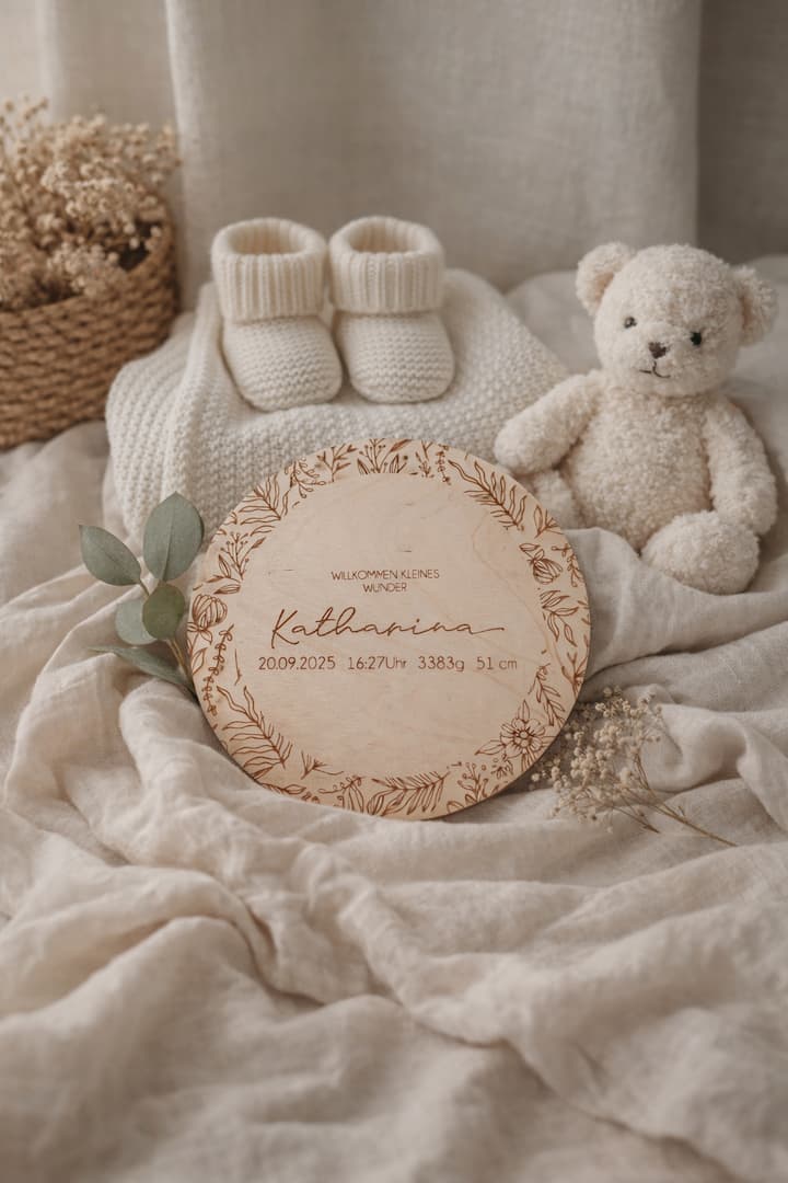 Baby Meilensteinkarten aus Holz „1 Jahr“ als Erinnerung an den ersten Geburtstag