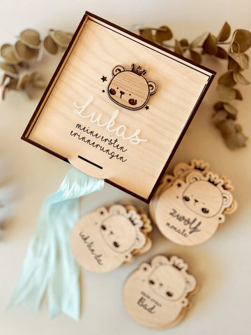 Personalisierte Erinnerungsbox mit Meilenstein-Karten – Perfektes Geschenk zur Geburt