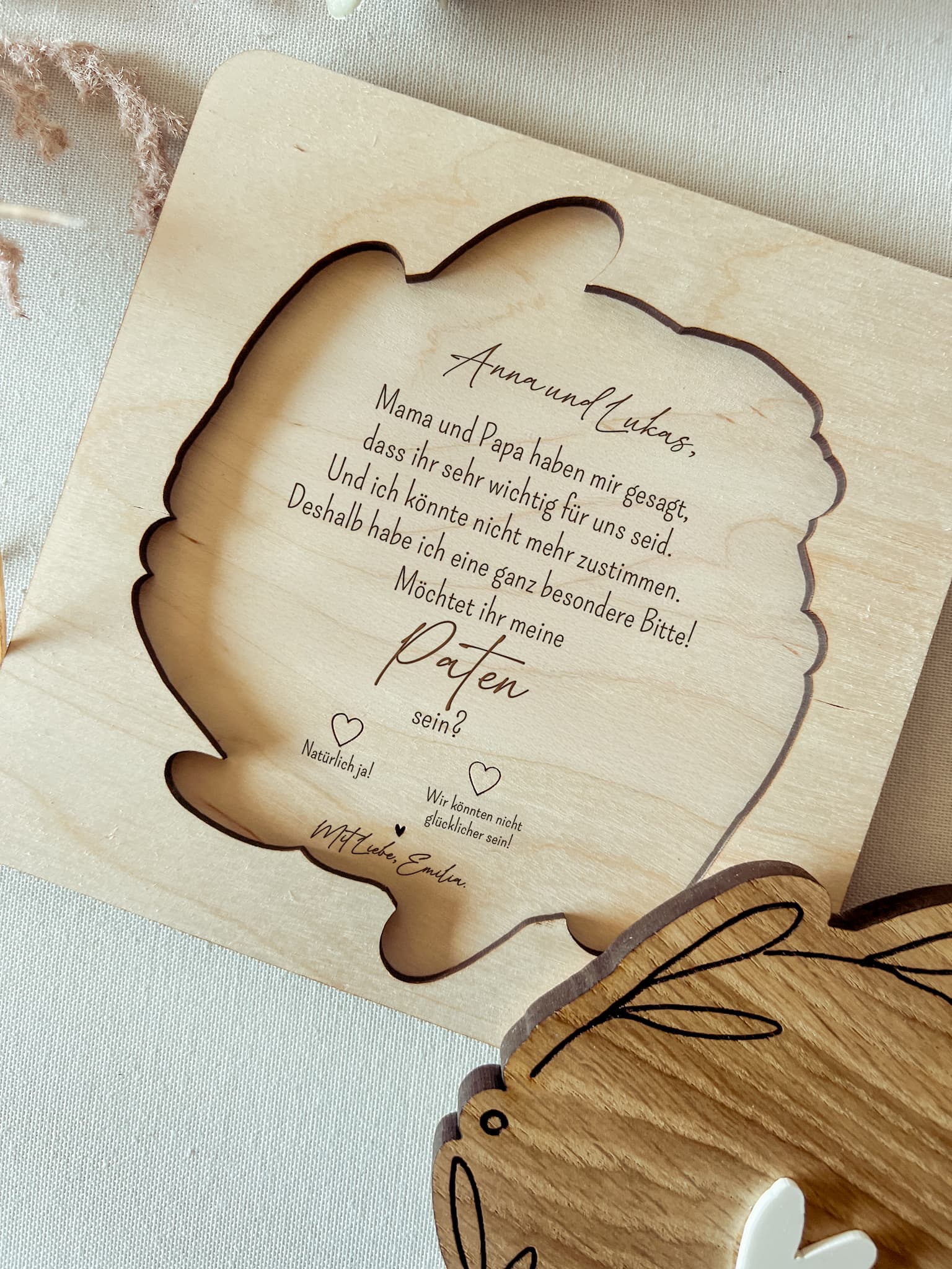 Personalisierte Patenanfrage aus Holz – Einzigartige Geschenkidee