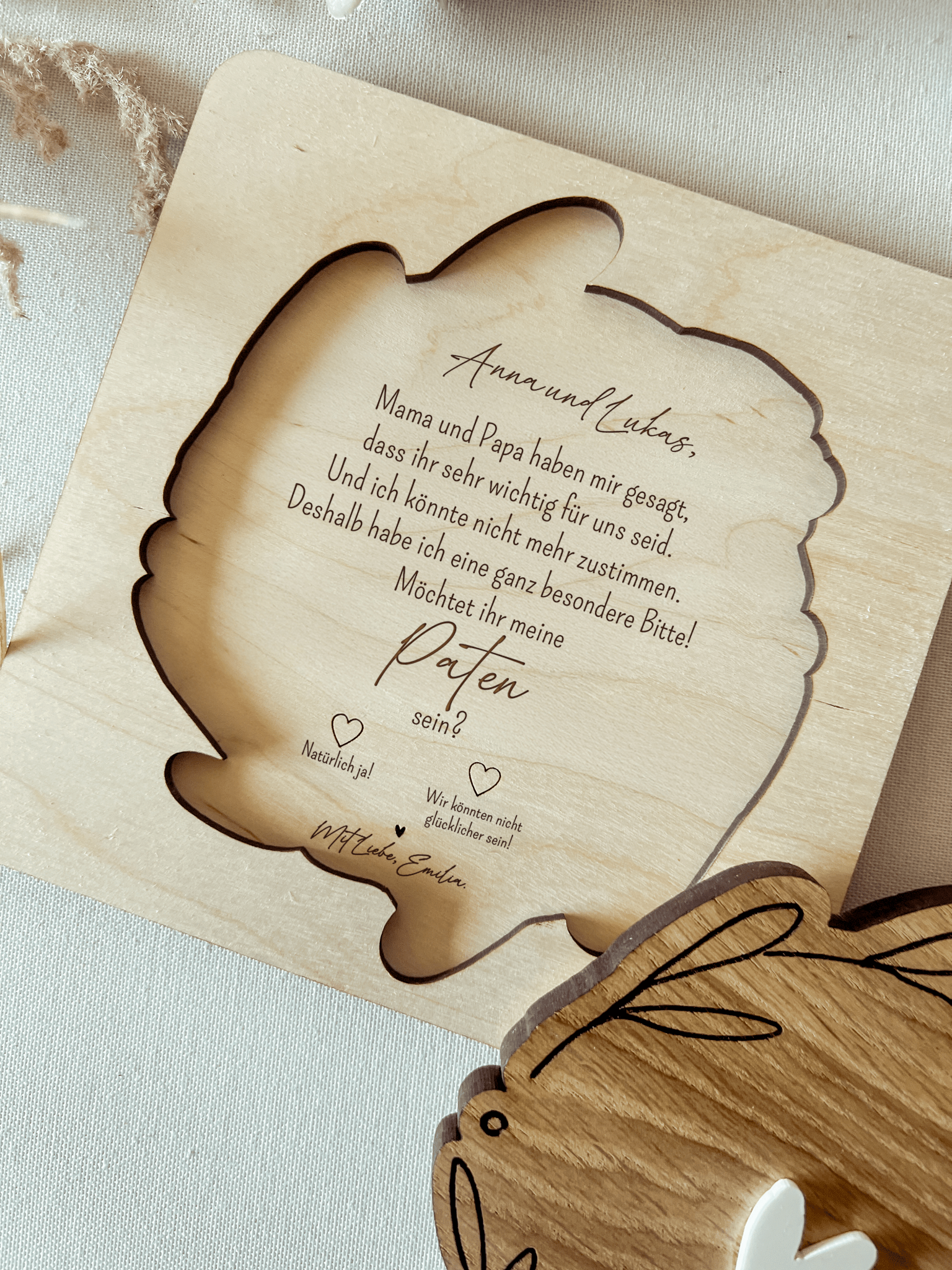 Personalisierte Patenanfrage aus Holz – Einzigartige Geschenkidee