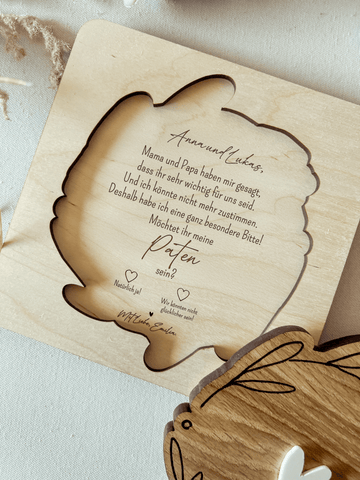 Personalisierte Patenanfrage aus Holz – Einzigartige Geschenkidee