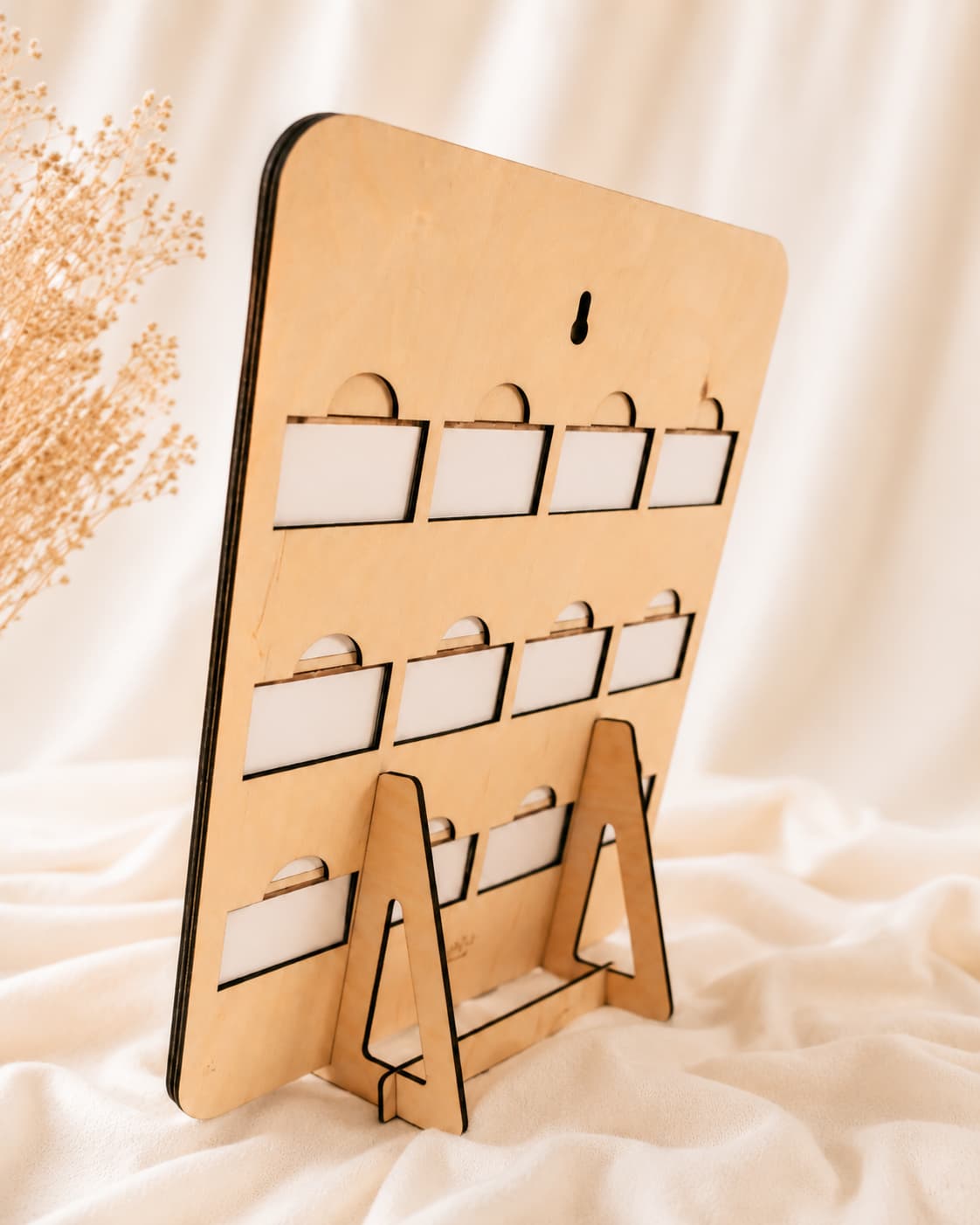 Personalisierter Bilderrahmen Mein erstes Jahr, Baby 12 Monate Geburtsdaten, Holz Acryl Birke, Geschenk zur Geburt